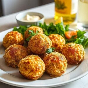 Homemade arancini served with a fresh side salad, garlic aioli, and a glass of white wine on a modern kitchen countertop, showcasing a Mediterranean-inspired presentation.