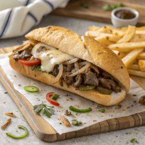Melted Cheese Philly Cheesesteak Close-Up