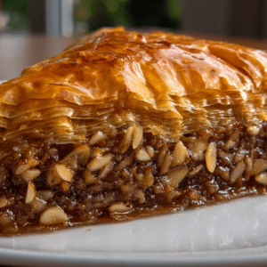 Almond Baklava with Maple Syrup fresh from oven