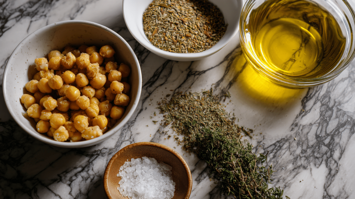 Mediterranean ingredients for roasted chickpeas
