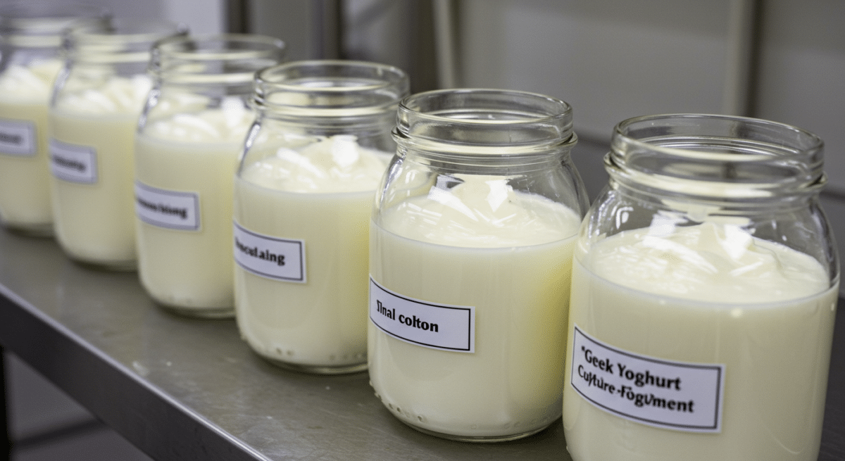 Fermentation process of Greek yogurt and live cultures