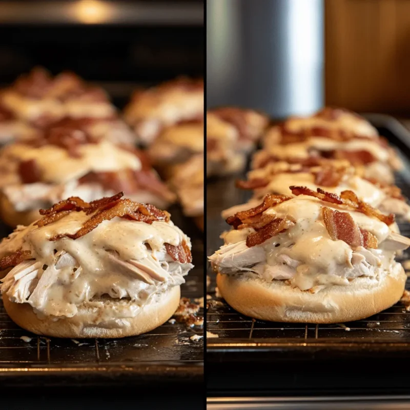Assembling Kentucky Hot Brown Sliders before baking