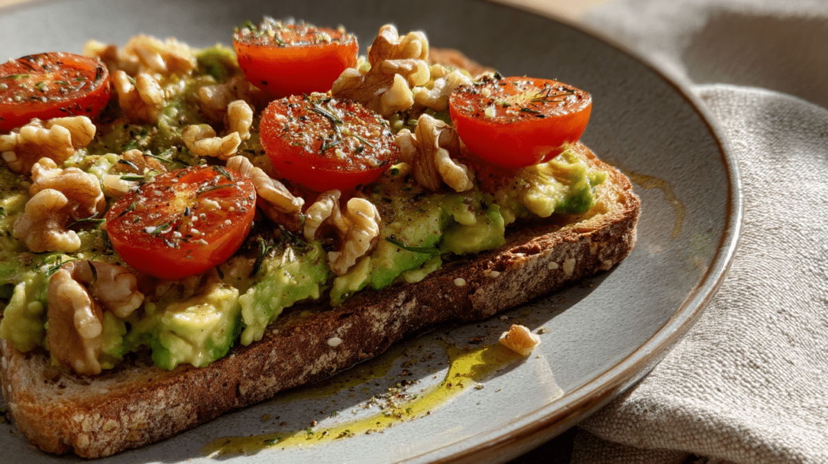 Mediterranean avocado toast with tomatoes and za’atar