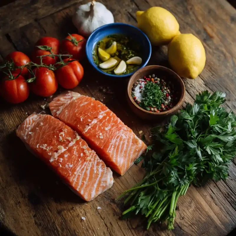 Ingredients for crockpot Mediterranean salmon