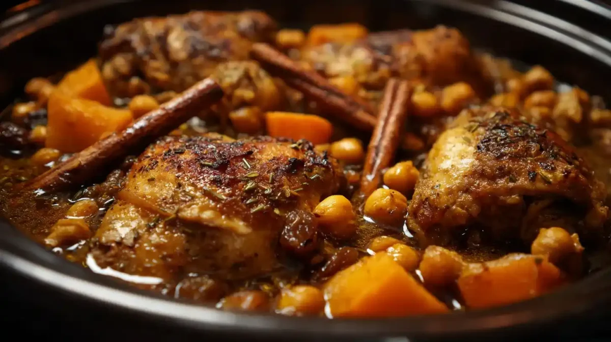 Moroccan chicken tagine with chickpeas and sweet potatoes