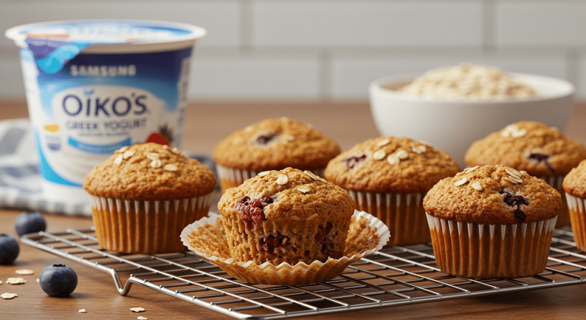 Oikos Greek Yogurt muffins with oats and berries