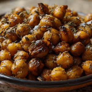 Roasted chickpeas with za’atar and sea salt in a bowl