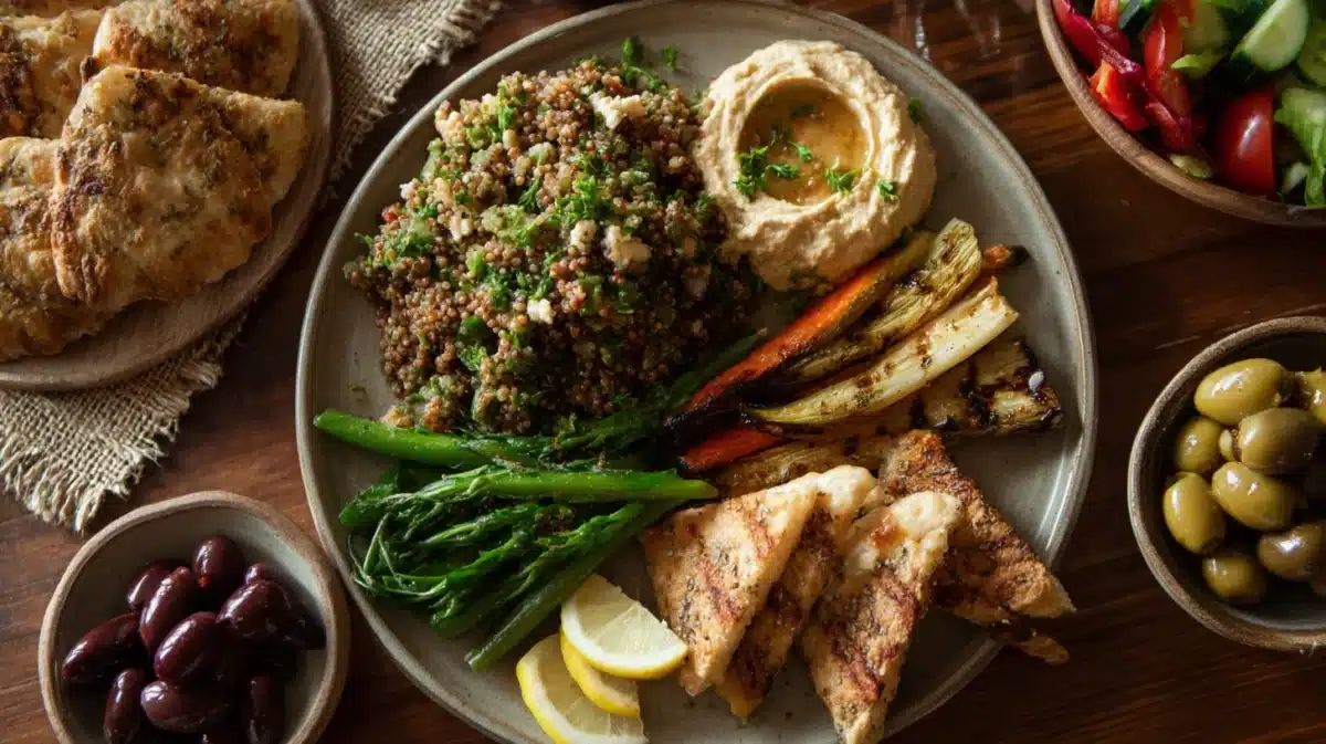 Serving Lentil Tabbouleh Salad with Olive Oil and Herbs at a picnic