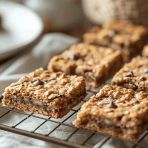 Yum Yum Bars cooling on a rack with visible chocolate chips, coconut, and graham cracker crust.