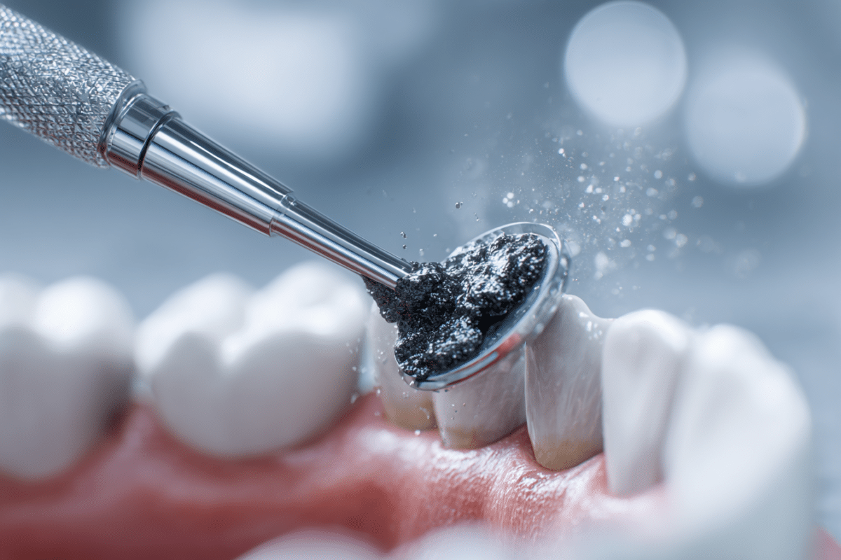 Dental cleaning procedure to treat black teeth