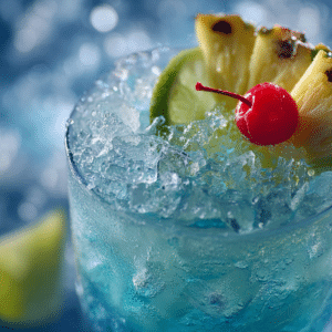 Blue Hawaiian Margarita with tropical garnish