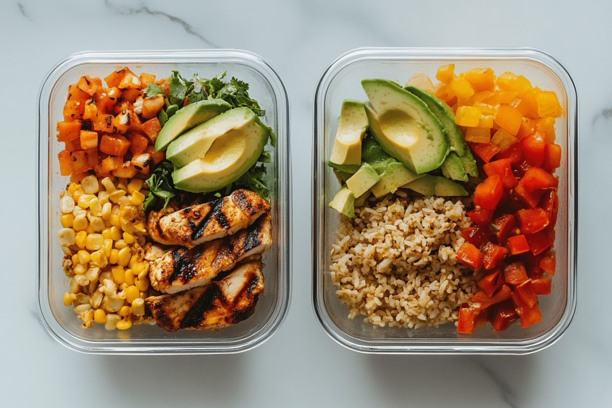 Side-by-side comparison of a homemade Power Bowl and a store-bought Taco Bell Power Bowl