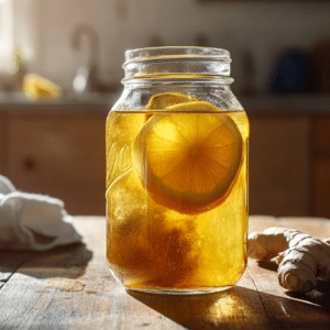 Natural Zepbound drink with lemon, ginger, and apple cider vinegar