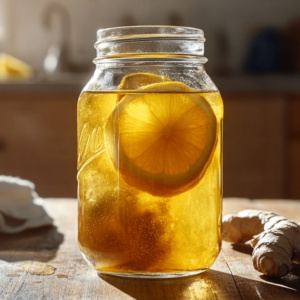 Natural Zepbound drink with lemon, ginger, and apple cider vinegar