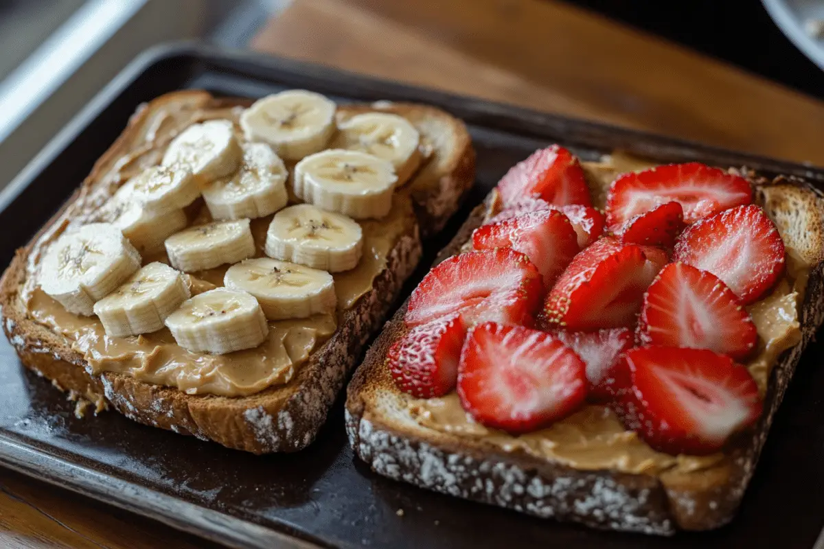 pistachio and peanut butter toast comparison