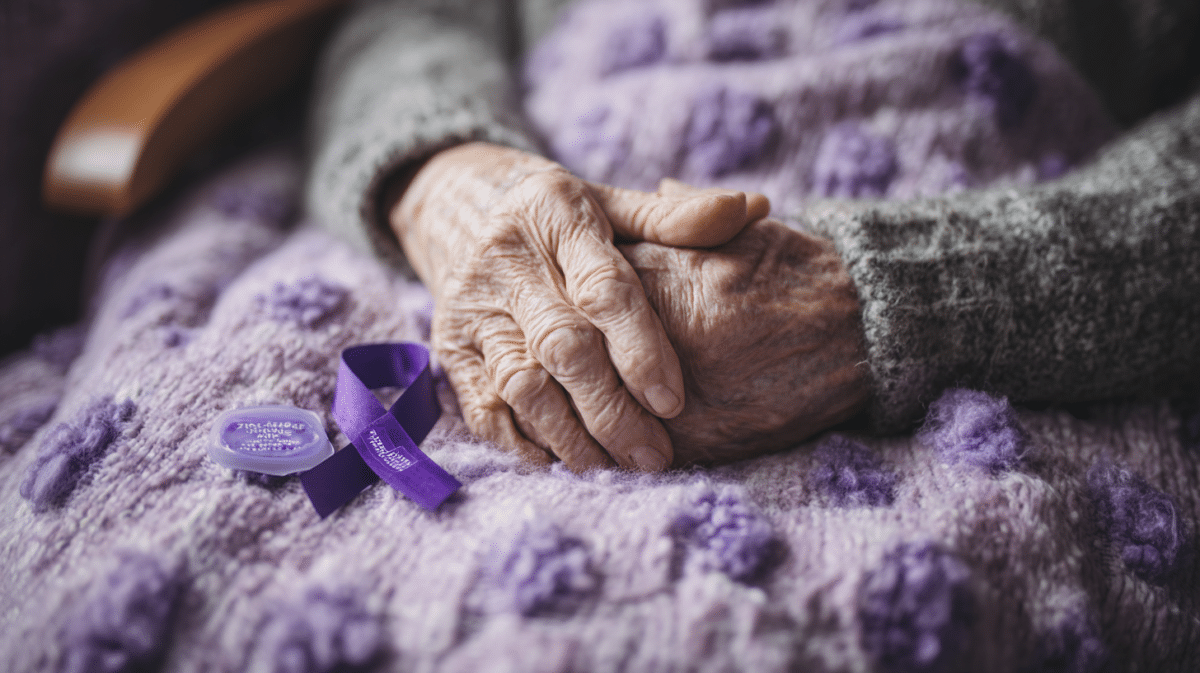 Purple ribbon for Alzheimer’s awareness and caregiving