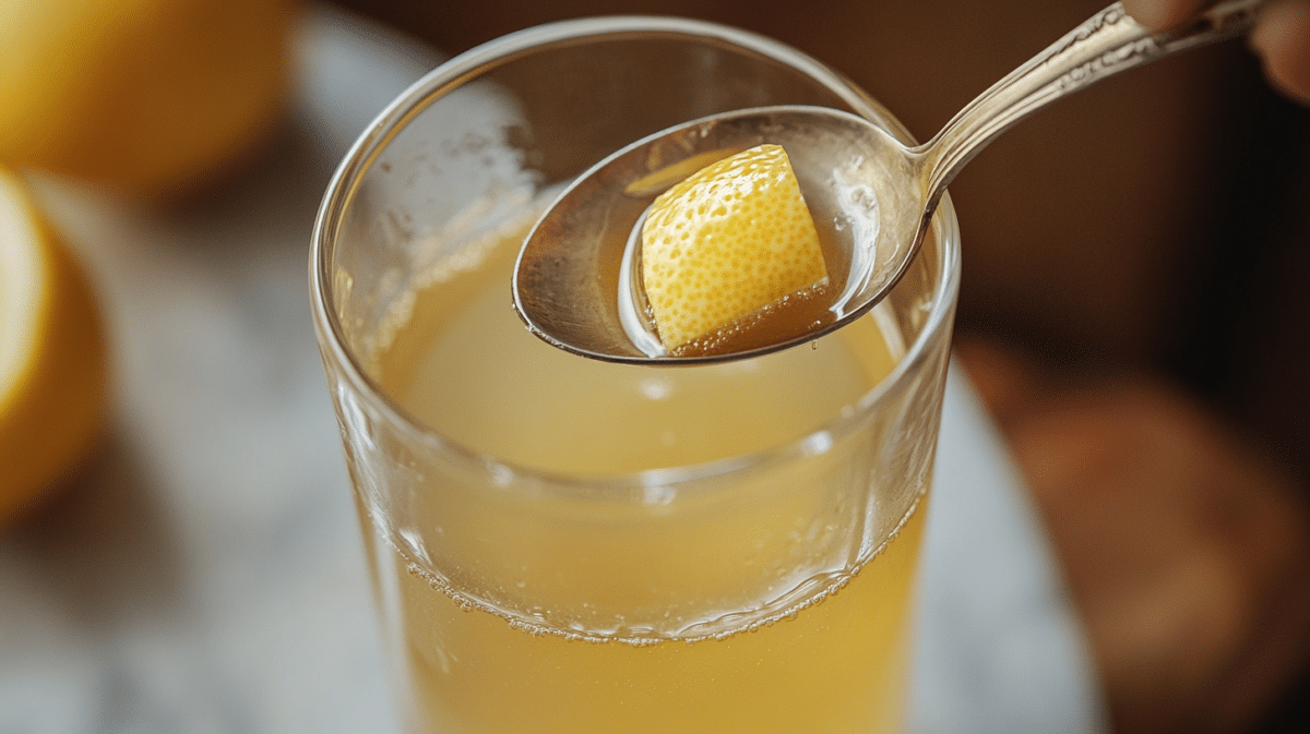apple cider vinegar and lemon being added